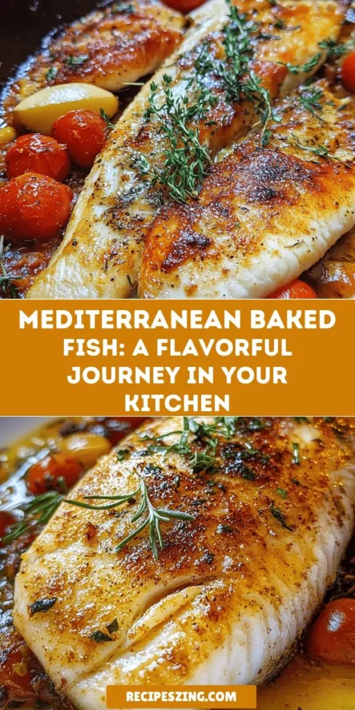 Dive into the vibrant flavors of the Mediterranean with this simple yet impressive Mediterranean Baked Fish recipe. It's packed with fresh ingredients like cherry tomatoes and olives, enhanced by aromatic spices for a delightful dish that is both nutritious and versatile. Perfect for weeknight dinners or special occasions, this recipe is sure to impress! Embrace the taste of the Mediterranean today! #MediterraneanCooking #BakedFish #HealthyEating #MealPrep #EasyRecipes #CulinaryDelight