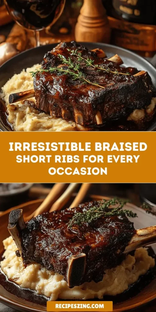 Discover the art of making braised short ribs, a dish that promises cozy vibes and rich flavors for every occasion. With tender beef simmered in a luscious sauce, this recipe is perfect for special gatherings and family dinners. Learn tips on selecting quality cuts, mastering the braising technique, and pairing it with delicious sides. Create a comforting meal that will impress everyone at your table. #BraisedShortRibs #ComfortFood #HomeCooking #BeefRecipes #SlowCooking #CulinaryDelight