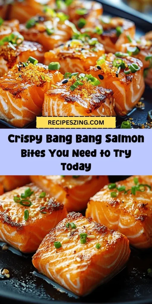 Discover the incredible flavors of Crispy Bang Bang Salmon Bites with this easy and delicious recipe! Packed with nutritious salmon, these bites feature a crispy exterior and tender inside, all enhanced by a creamy, tangy Bang Bang sauce. Perfect for appetizers or a main course, they’re sure to impress at your next gathering. Ideal for health-conscious eaters, this dish is rich in omega-3s and protein, making it as nutritious as it is tasty. Follow the step-by-step guide to create your own crispy bites and get ready for a flavor explosion!