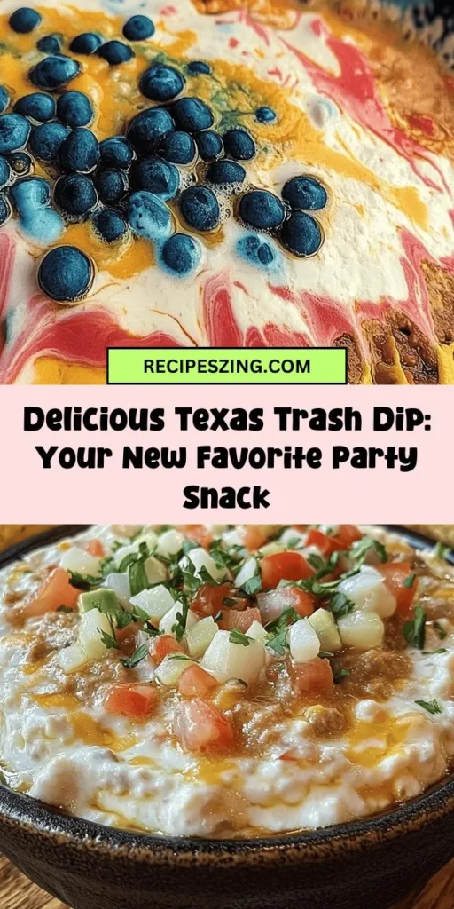 Experience the mouthwatering goodness of Texas Trash Dip, the ultimate crowd-pleaser for any gathering! This creamy, cheesy, and spicy dip brings together a delightful mix of flavors, making it perfect for game days, parties, or casual get-togethers. With ingredients like cream cheese, refried beans, and a blend of spices, you can customize this versatile dish to suit your taste. Serve it warm with tortilla chips, fresh veggies, or bread for a delicious snack that will leave your guests coming back for more. Discover the easy recipe and impress your friends with this irresistible dip!