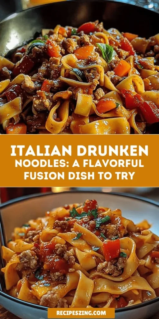 Dive into the delicious world of Italian Drunken Noodles—where Italian comfort food meets Asian flair! This vibrant dish combines savory Italian sausage, colorful bell peppers, and a rich white wine sauce for a unique culinary experience. Perfect for weeknight dinners or special occasions, it's easy to prepare yet impressive enough for guests. Get ready to indulge in an unforgettable fusion of flavors. #ItalianDrunkenNoodles #CulinaryAdventure #FoodFusion #PastaLovers #ComfortFood #RecipeIdeas