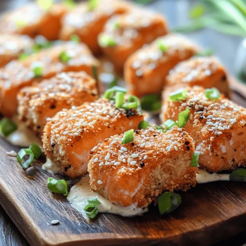 If you're searching for a flavorful dish that combines ease of preparation with the wow factor, look no further than Crispy Bang Bang Salmon Bites. This delightful recipe has been steadily gaining popularity for its ability to transform simple salmon into an irresistible appetizer that everyone raves about. Perfectly crispy on the outside and tender on the inside, these salmon bites are not just another seafood dish; they are an explosion of flavor that is sure to impress.