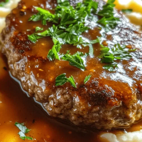 Salisbury steak, a beloved classic in American cuisine, evokes a sense of nostalgia and comfort in many households. Its roots trace back to the late 19th century when Dr. James Salisbury, an early advocate for the health benefits of a meat-rich diet, created this dish as a way to promote the consumption of ground beef. Over the decades, Salisbury steak has transformed from a simple meat patty into a cherished family meal, often served with a side of mashed potatoes or steamed vegetables, making it a staple in home-cooked dinners across the nation.