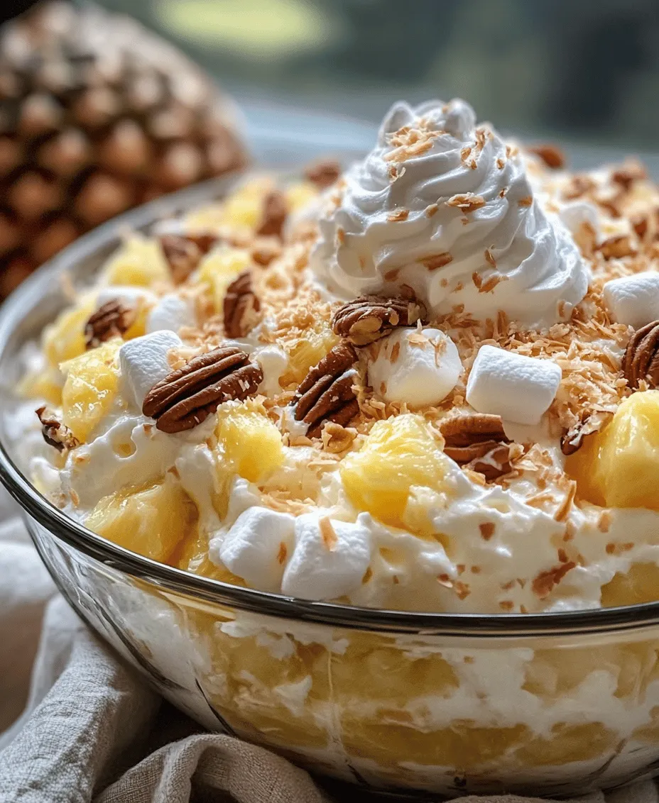 If you're searching for a dessert that embodies the essence of summer and brings a smile to faces young and old, look no further than Pineapple Fluff Delight. This delightful no-bake dessert is a perfect blend of creamy texture and refreshing pineapple flavor, making it an ideal addition to any gathering or celebration. Its light, fluffy nature and vibrant tropical notes not only tantalize the taste buds but also evoke feelings of nostalgia for many who grew up enjoying similar fluff desserts.