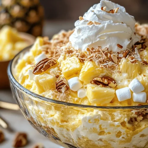 If you're searching for a dessert that embodies the essence of summer and brings a smile to faces young and old, look no further than Pineapple Fluff Delight. This delightful no-bake dessert is a perfect blend of creamy texture and refreshing pineapple flavor, making it an ideal addition to any gathering or celebration. Its light, fluffy nature and vibrant tropical notes not only tantalize the taste buds but also evoke feelings of nostalgia for many who grew up enjoying similar fluff desserts.