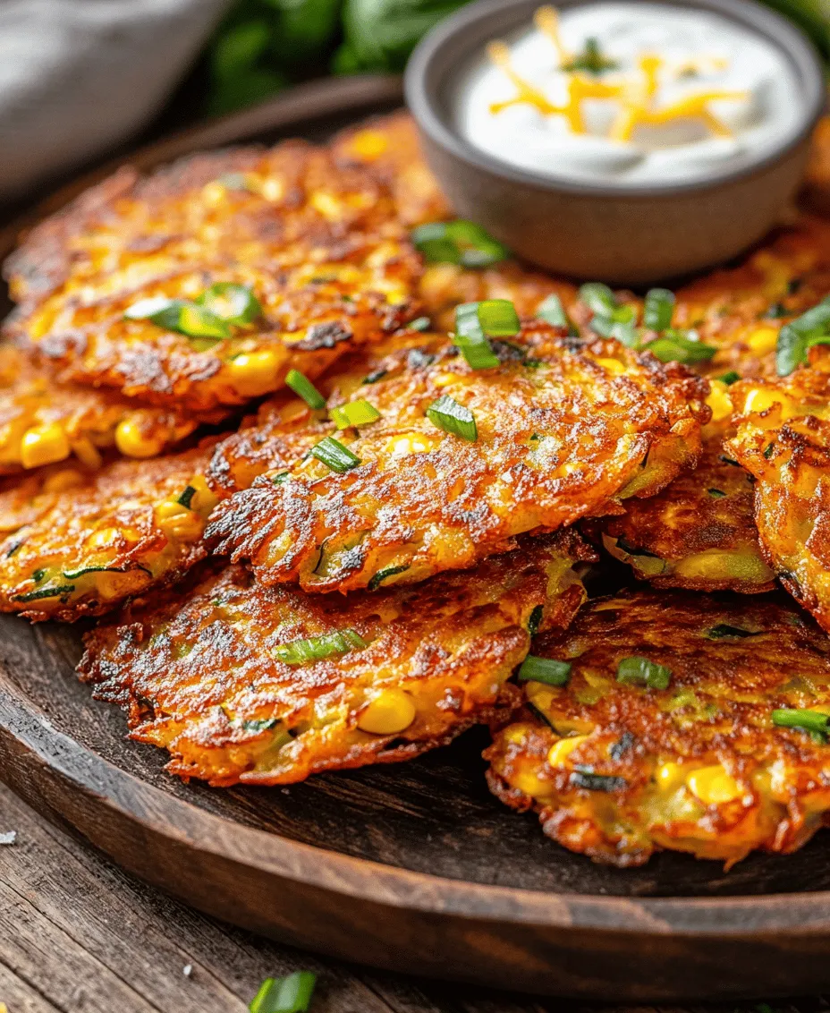 Zucchini and Corn Fritters with Creamy Sour Dip are a culinary delight that perfectly balances flavor, texture, and nutrition. These fritters are not only delicious but also versatile, making them an ideal choice for various occasions. Whether served as a light snack, an appetizer at a gathering, or as part of a light meal, these fritters are sure to impress your family and guests alike. The combination of crispy fritters made from fresh zucchini and sweet corn, paired with a tangy, creamy sour dip, creates a mouthwatering experience that is hard to resist.