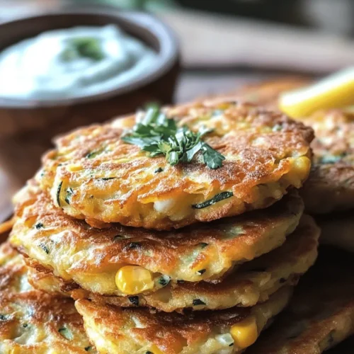 Zucchini and Corn Fritters with Creamy Sour Dip are a culinary delight that perfectly balances flavor, texture, and nutrition. These fritters are not only delicious but also versatile, making them an ideal choice for various occasions. Whether served as a light snack, an appetizer at a gathering, or as part of a light meal, these fritters are sure to impress your family and guests alike. The combination of crispy fritters made from fresh zucchini and sweet corn, paired with a tangy, creamy sour dip, creates a mouthwatering experience that is hard to resist.