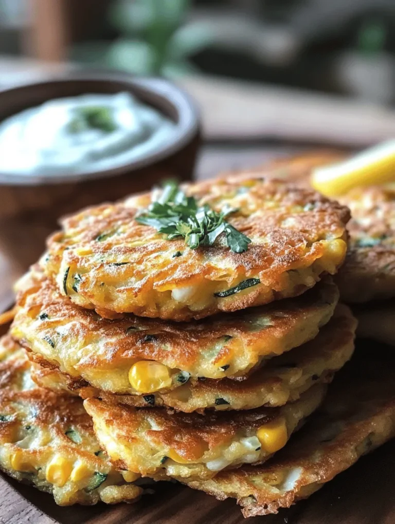 Zucchini and Corn Fritters with Creamy Sour Dip are a culinary delight that perfectly balances flavor, texture, and nutrition. These fritters are not only delicious but also versatile, making them an ideal choice for various occasions. Whether served as a light snack, an appetizer at a gathering, or as part of a light meal, these fritters are sure to impress your family and guests alike. The combination of crispy fritters made from fresh zucchini and sweet corn, paired with a tangy, creamy sour dip, creates a mouthwatering experience that is hard to resist.