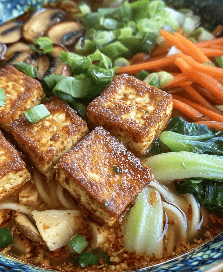 In recent years, there has been a significant surge in the popularity of plant-based meals, with more people opting for vegetarian and vegan diets for various reasons, including health benefits, environmental concerns, and ethical considerations. Among the myriad of delicious plant-based options available, <strong>Crispy Tofu Noodle Soup</strong> stands out as a comforting and nourishing choice that delights the palate. This recipe not only showcases the rich textures and flavors that plant-based cuisine can offer but also caters to those seeking a warm and satisfying dish that is both hearty and healthy.” /></p>
</p>
<h3>Incorporating Vegetables into the Soup</h3>
</p>
<p>One of the best parts of making crispy tofu noodle soup is the opportunity to incorporate a vibrant variety of vegetables. Not only do these additions enhance the nutritional profile of your dish, but they also elevate the flavor, adding depth and color that makes the soup visually appealing.</p>
</p>
<h4>Benefits of Adding a Variety of Vegetables</h4>
</p>
<p>Vegetables are packed with essential vitamins, minerals, and antioxidants that contribute to a well-balanced meal. For instance, leafy greens like spinach and kale are rich in vitamin K and iron, while bell peppers are high in vitamin C and antioxidants. By adding a medley of vegetables, you can create a more nutrient-dense soup that supports overall health and well-being.</p>
</p>
<h4>Recommended Vegetable Combinations and Their Health Benefits</h4>
</p>
<p>When crafting your crispy tofu noodle soup, consider these vegetable combinations:</p>
</p>
<p>– <strong>Mushrooms, Bok Choy, and Carrots</strong>: This trio provides umami flavor from the mushrooms, crunchiness from the carrots, and a slightly sweet taste from bok choy, along with fiber and antioxidants.</p>
</p>
<p>– <strong>Zucchini, Snow Peas, and Bell Peppers</strong>: Zucchini is low in calories yet high in hydration, while snow peas add a crisp texture and vitamins A and C. Bell peppers not only bring color but also a boost of vitamin C.</p>
</p>
<p>– <strong>Broccoli, Cauliflower, and Green Onions</strong>: This combination offers a hearty texture and is rich in fiber and vitamins C and K.</p>
</p>
<h4>Seasonal Vegetable Variations to Keep the Recipe Fresh Year-Round</h4>
</p>
<p>To ensure your crispy tofu noodle soup remains exciting throughout the year, consider incorporating seasonal vegetables. In the spring, you might use asparagus and peas; during summer, add fresh corn and tomatoes; in the fall, consider pumpkin and squash; and in winter, root vegetables like parsnips and sweet potatoes can add warmth and heartiness. This approach not only keeps your soup fresh but also allows you to take advantage of the best produce available in your region.</p>
</p>
<h3>Combining Ingredients</h3>
</p>
<p>Now that you’ve prepared your vegetables, it’s time to combine them with the noodles and broth effectively to create a harmonious soup.</p>
</p>
<h4>Techniques for Combining Noodles, Vegetables, and Broth</h4>
</p>
<p>Start by cooking your noodles according to package instructions, ensuring they are al dente to maintain their texture in the soup. Once cooked, drain them and set aside. In a large pot, heat your chosen broth—vegetable or chicken—over medium heat. Add your prepared vegetables and allow them to simmer for a few minutes until they soften slightly. This approach not only ensures that the flavors meld together but also allows the vegetables to retain some of their crunch.</p>
</p>
<p>Next, add the cooked noodles to the pot, stirring gently to combine. If you prefer a creamier texture, you can add a splash of coconut milk or a dollop of nut butter at this stage.</p>
</p>
<h4>Tips for Achieving the Perfect Consistency in the Soup</h4>
</p>
<p>Consistency is key in a noodle soup. You want a broth that is rich yet not too thick. If your soup is too thin, consider adding a cornstarch slurry (mixed cornstarch with a bit of water) to thicken it. Conversely, if it’s too thick, add more broth or water until you reach your desired consistency.</p>
</p>
<h4>Importance of Letting the Soup Simmer for Flavor Melding</h4>
</p>
<p>Once everything is combined, let the soup simmer for about 10-15 minutes. This crucial step allows the flavors to meld beautifully, resulting in a soup that is more than just the sum of its parts. The longer the soup simmers, the more aromatic and flavorful it becomes, allowing the ingredients to infuse their essence into the broth.</p>
</p>
<h3>Serving Suggestions</h3>
</p>
<p>The final presentation of your crispy tofu noodle soup can turn a simple dish into a feast for the eyes and palate.</p>
</p>
<h4>Creative Ways to Serve the Crispy Tofu Noodle Soup</h4>
</p>
<p>Consider serving your soup in a large, rustic bowl garnished with fresh herbs like cilantro or basil for a pop of color. For a more refined presentation, use individual ramekins or mason jars, layering the noodles, vegetables, and broth.</p>
</p>
<h4>Ideas for Garnishing to Enhance Presentation and Flavor</h4>
</p>
<p>Garnishing can elevate not just the look but also the taste of your soup. Here are some ideas:</p>
</p>
<p>– <strong>Chopped Fresh Herbs</strong>: Cilantro, basil, or green onions can add freshness.</p>
<p>– <strong>Chili Oil or Sriracha</strong>: A drizzle of either can introduce a spicy kick.</p>
<p>– <strong>Lime Wedges</strong>: A squeeze of lime adds brightness and acidity, enhancing the overall flavor.</p>
</p>
<h4>Pairing Suggestions with Complementary Dishes or Beverages</h4>
</p>
<p>Pair your crispy tofu noodle soup with a light side salad dressed in a tangy vinaigrette for a balanced meal. For beverages, consider serving it with a refreshing iced tea or a light beer that won’t overpower the flavors of the soup. If you prefer non-alcoholic options, coconut water or a sparkling water with a splash of lime can be delightful.</p>
</p>
<h3>Nutritional Information</h3>
</p>
<p>Understanding the nutritional content of your crispy tofu noodle soup is essential, especially if you are mindful of your dietary intake.</p>
</p>
<h4>Breakdown of Calories, Macronutrients, and Vitamins Per Serving</h4>
</p>
<p>A typical serving of crispy tofu noodle soup, depending on the ingredients, can contain approximately:</p>
</p>
<p>– <strong>Calories</strong>: 300-400</p>
<p>– <strong>Protein</strong>: 15-20 grams (largely from tofu)</p>
<p>– <strong>Carbohydrates</strong>: 40-50 grams (from noodles and vegetables)</p>
<p>– <strong>Fat</strong>: 10-15 grams (from tofu and any added oils or coconut milk)</p>
</p>
<p>Additionally, you’ll benefit from various vitamins and minerals, including vitamin A, vitamin C, iron, and calcium, contributing to a balanced diet.</p>
</p>
<h4>Discussion on the Health Benefits of a Plant-Based Diet</h4>
</p>
<p>Incorporating a plant-based diet offers numerous health benefits, including improved heart health, lower risk of chronic diseases, and better weight management. Dishes like crispy tofu noodle soup not only provide essential nutrients but also promote a sustainable way of eating that benefits both personal health and the environment.</p>
</p>
<h4>Tips for Modifying the Recipe for Dietary Restrictions</h4>
</p>
<p>If you or someone you’re serving has dietary restrictions, consider the following modifications:</p>
</p>
<p>– <strong>Gluten-Free</strong>: Use gluten-free noodles made from rice or quinoa, and ensure that your broth is gluten-free.</p>
<p>– <strong>Low-Carb</strong>: Substitute traditional noodles with spiralized zucchini or shirataki noodles to significantly reduce the carbohydrate content.</p>
</p>
<h3>Conclusion</h3>
</p>
<p>Crispy tofu noodle soup is more than just a meal; it’s a wholesome, comforting dish that brings together a myriad of flavors and textures in one bowl. With the ability to customize ingredients based on personal preferences and seasonal availability, this recipe serves as a canvas for culinary creativity.</p>
</p>
<p>Homemade soup not only warms the body but also nourishes the soul, making it a staple in many cultures around the world. Whether you enjoy it as a quick weeknight dinner or as a comforting weekend treat, this crispy tofu noodle soup is sure to become a beloved addition to your recipe repertoire. Embrace the joy of experimentation as you explore new ingredients and flavors, making this dish uniquely yours.</p>
<div id=