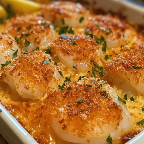 Baked Garlic Butter Shrimp with Parmesan Crust is a culinary masterpiece that beautifully marries the rich flavors of garlic and butter with succulent shrimp, topped off with a crispy Parmesan crust. This dish is not only a feast for the eyes but also a delightful blend of textures and tastes that seafood lovers simply adore. Whether you’re hosting a dinner party or looking for a quick weeknight meal, this dish effortlessly transitions between being an impressive appetizer or a satisfying main course.