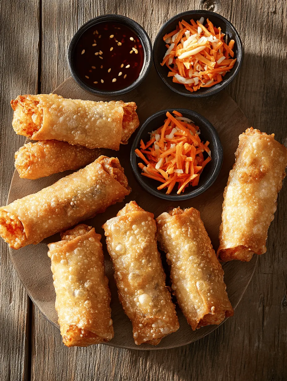 Egg rolls are a beloved staple in many Asian cuisines, known for their delicious flavor and satisfying crunch. Their versatility makes them an ideal choice for a variety of occasions, whether you're hosting a festive gathering, planning a family dinner, or simply craving a tasty snack. Among the myriad of egg roll variations, our Crispy Shrimp Egg Rolls Delight stands out, combining succulent shrimp with a medley of fresh vegetables, all enveloped in a crispy, golden-brown wrapper. This recipe not only tantalizes your taste buds but also satisfies your cravings for a delightful crunch.