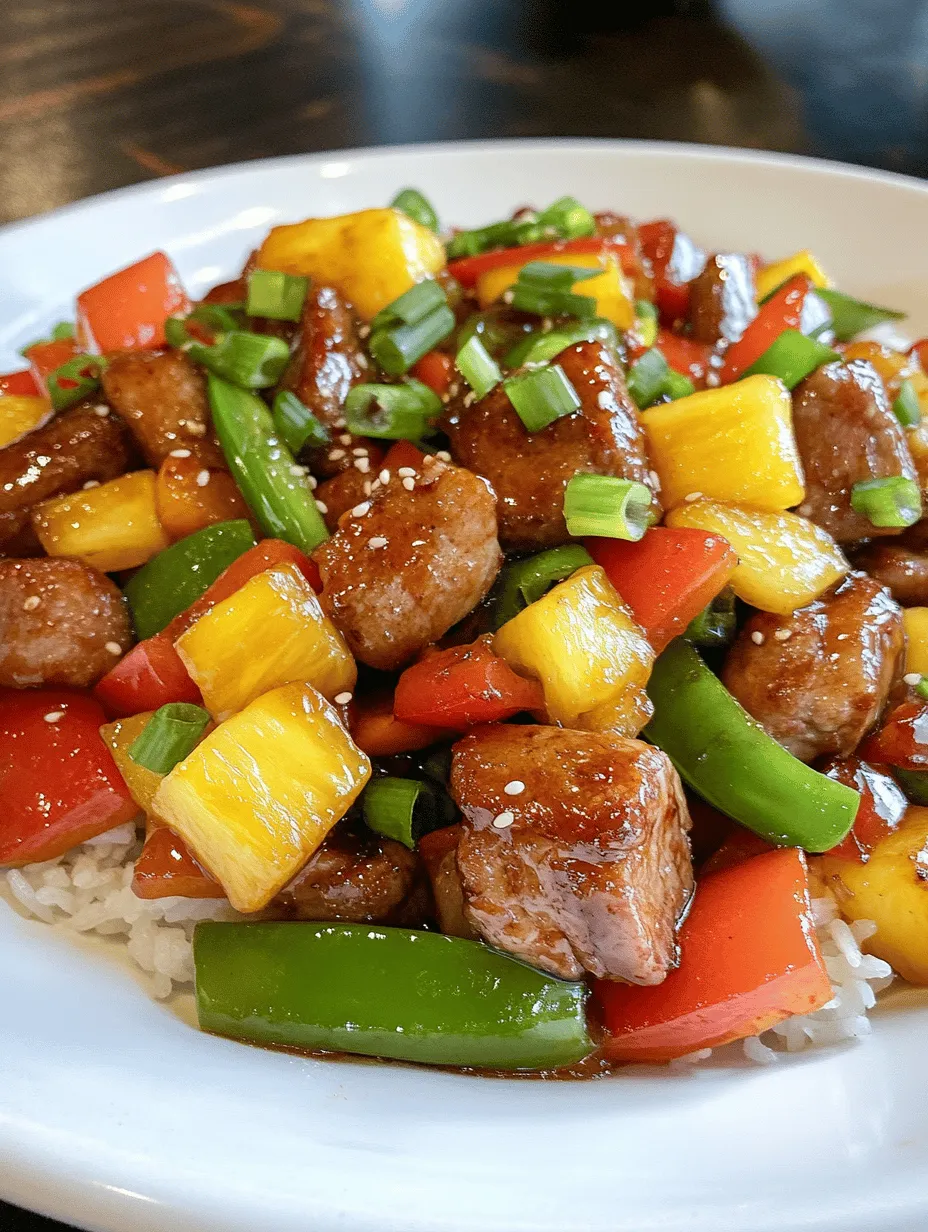 Tropical Sweet and Sour Pork Delight is a culinary masterpiece that invites you to take a flavorful journey to the sun-kissed tropics. This dish embodies a perfect harmony of sweet and savory flavors, showcasing the vibrant essence of tropical ingredients. Imagine tender pieces of pork mingling with juicy pineapple, crisp bell peppers, and colorful sugar snap peas, all enveloped in a luscious sweet and sour sauce. This dish not only tantalizes your taste buds but also brings a burst of color to your dinner table, making it a feast for the eyes as much as for the palate.