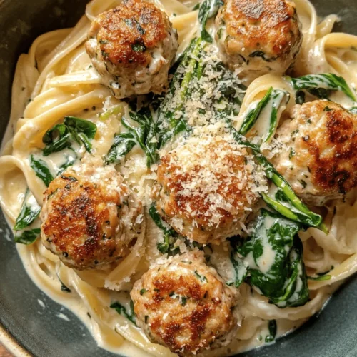 Welcome to the delightful world of Chicken Ricotta Meatballs with Spinach Alfredo Sauce, a dish that beautifully marries comfort food with healthy eating. This recipe is not just a meal; it’s an experience that showcases the harmonious blend of tender chicken meatballs, creamy Alfredo sauce, and vibrant spinach. Each bite offers a luscious combination of savory flavors and textures, making it a favorite among families and food enthusiasts alike.