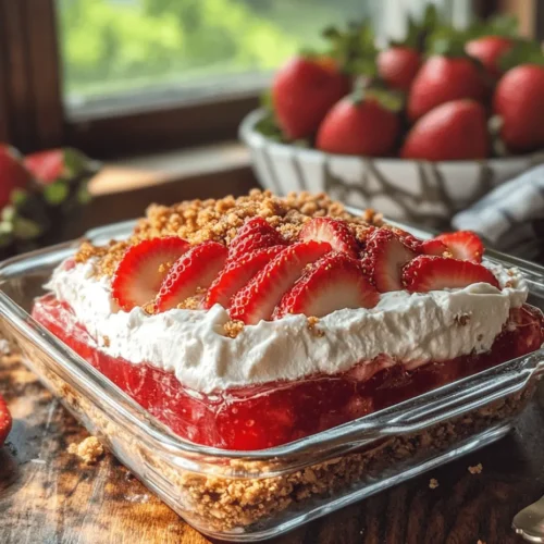 Strawberry Pretzel Salad is a true celebration of flavors and textures, combining the salty crunch of pretzels with the sweetness of fresh strawberries and the creamy indulgence of a cheesecake-like layer. This beloved dessert has earned its place in the hearts of many, making it a go-to option for potlucks, family gatherings, and holiday celebrations. Its stunning visual appeal, featuring vibrant red strawberries against a backdrop of creamy white and a golden pretzel crust, makes it not only a treat for the taste buds but also a feast for the eyes.