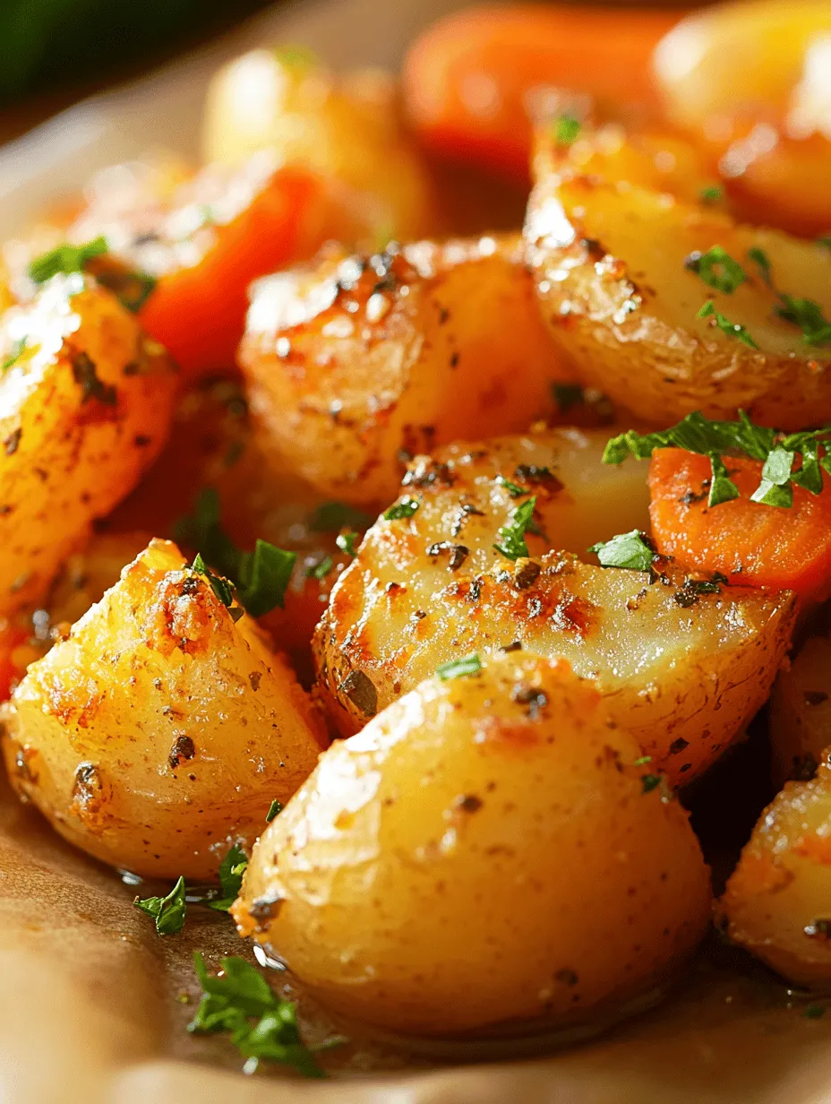 Garlic-Herb Roasted Potatoes and Carrots is a dish that perfectly encapsulates the beauty of simplicity in cooking. This delightful side dish not only boasts an appealing golden-brown color but also fills your kitchen with an irresistible aroma of roasted garlic and fresh herbs. As a versatile accompaniment, it pairs beautifully with a variety of main courses, from succulent roasted meats to hearty plant-based proteins, making it a go-to recipe for both casual weeknight dinners and festive gatherings.