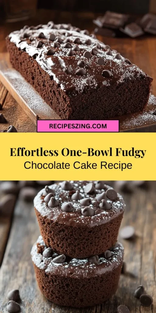 Discover the joy of baking with this easy One-Bowl Fudgy Chocolate Cake recipe! Perfect for any occasion, this rich and moist cake requires minimal cleanup, making it ideal for busy days or novice bakers. With just a few simple ingredients, you can whip up a decadent dessert that will impress family and friends. Elevate your baking experience with optional chocolate chips or nuts. Enjoy the bliss of chocolate! #ChocolateCake #Baking #OneBowlRecipe #FudgyDelight #DessertLovers