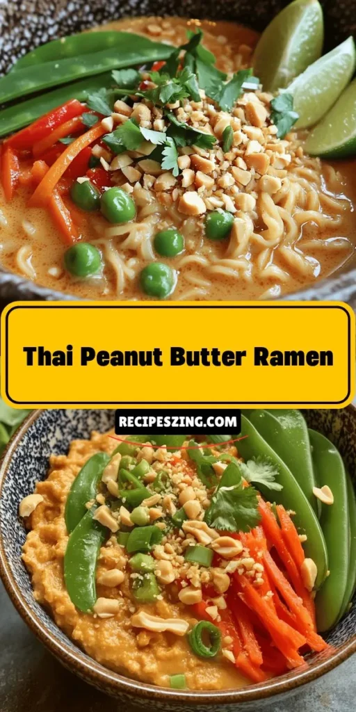 Discover the delicious fusion of flavors with this Thai Peanut Butter Ramen recipe! This quick and easy dish combines creamy peanut butter, fresh vegetables, and hearty ramen noodles, all in under 30 minutes. Perfect for busy weeknights, it offers a satisfying and nutritious meal for everyone. Explore the rich tapestry of Thai cuisine right in your kitchen and delight your taste buds with this vibrant, comforting bowl of goodness. #ThaiPeanutButterRamen #ThaiCuisine #QuickDinner #HealthyEating #Foodie #RamenLovers