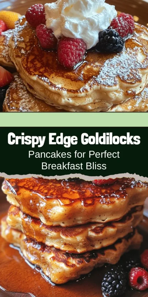 Discover the joy of breakfast with Crispy Edge Goldilocks Pancakes, where crispy edges meet a fluffy center! This recipe balances texture and flavor, creating a delightful pancake experience that’s perfect for any morning. Learn the essential ingredients and cooking techniques to achieve pancake perfection. Add your favorite toppings and customize to your taste for a breakfast everyone will love. Start your day right with this delicious treat! #Pancakes #BreakfastIdeas #Brunch #CrispyPancakes #HomemadeCooking #Foodie