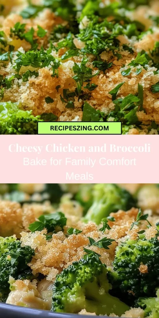 Looking for the perfect comfort food? Try this Cheesy Chicken and Broccoli Bake! A hearty blend of tender chicken, vibrant broccoli, and creamy cheddar cheese makes it a family favorite. This easy casserole is not only delicious but also packed with nutrients, ensuring a wholesome meal for everyone. It's great for busy weeknights or family gatherings! Discover a recipe that brings warmth and joy to your dinner table. #ComfortFood #FamilyRecipes #CheesyBake #HealthyEating #DinnerIdeas