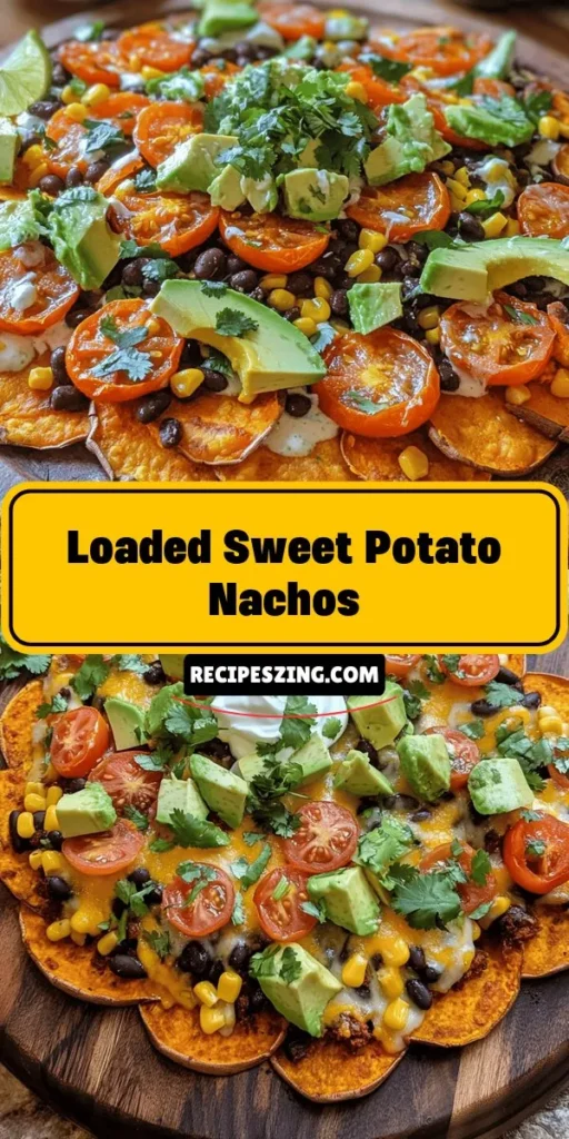 Discover a healthier twist on a classic favorite with Loaded Sweet Potato Nachos! This delicious recipe features sweet potatoes as a nutritious base, topped with black beans, corn, cherry tomatoes, and gooey cheese. Perfect for parties or cozy nights in, these nachos are not only satisfying but also packed with vitamins, fiber, and flavor. Enjoy the rich taste while indulging guilt-free! #SweetPotatoNachos #HealthySnacks #PartyFood #ComfortFood #Nutrition #Foodie