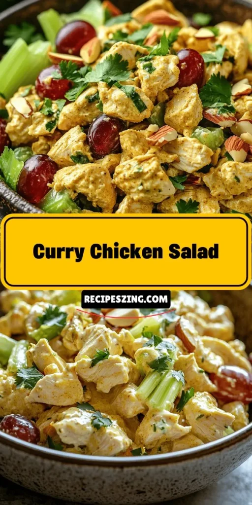 Discover a refreshing take on a classic with Curried Delight Chicken Salad! This nutritious dish combines tender chicken with a creamy Greek yogurt dressing, vibrant veggies, and the warm flavors of curry, all while keeping calories low. Perfect for light lunches, picnics, or as a meal prep favorite, it’s both versatile and satisfying. Elevate your dining experience with this delightful salad today! #ChickenSalad #HealthyEating #CurriedChicken #MealPrep #HealthyRecipes