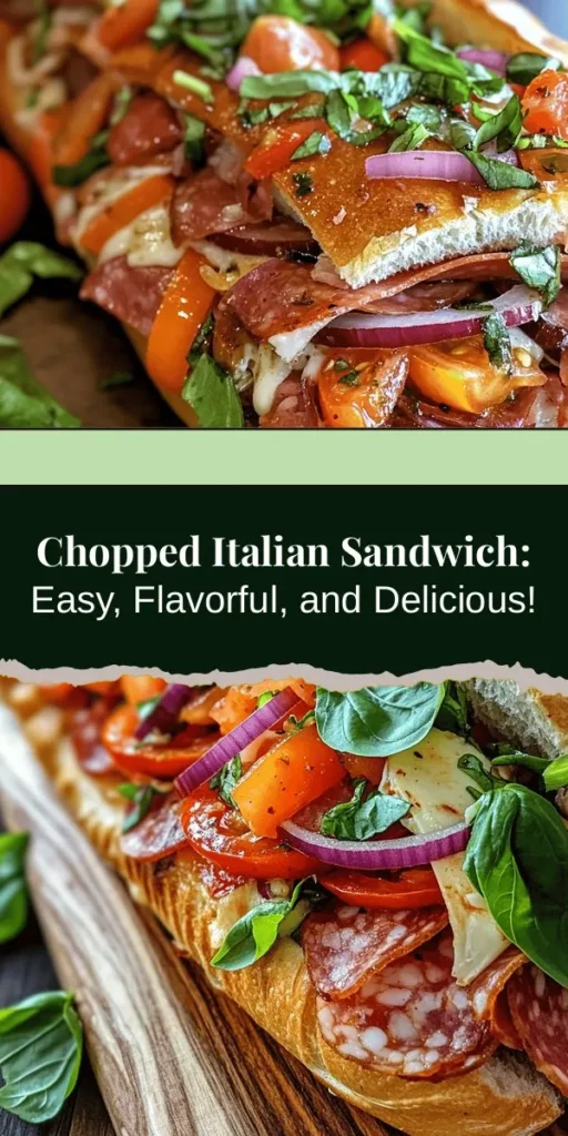 Elevate your lunch game with a Chopped Italian Sandwich that's both simple and bursting with flavor. This delicious creation combines quality meats, cheeses, and fresh veggies layered on Italian bread, making each bite a delightful experience. Perfect for any occasion, it brings the essence of Italian-American cuisine to your table. Get tips on ingredients, preparation, and presentation to create your own masterpiece! #ItalianSandwich #Foodie #RecipeIdeas #Sandwiches #ItalianCuisine #DeliciousEats