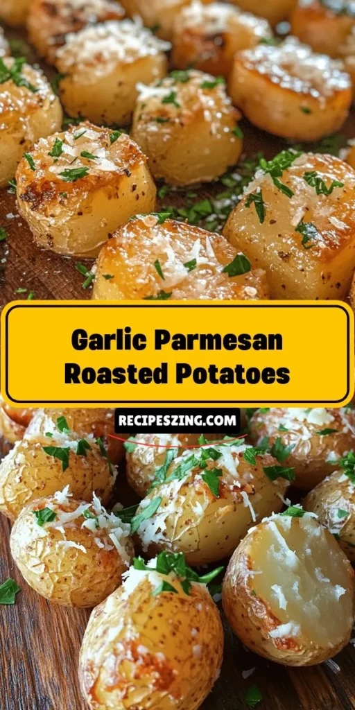 Discover the ultimate side dish with these Garlic Parmesan Roasted Potatoes! This delightful recipe combines creamy baby potatoes, aromatic garlic, and savory Parmesan cheese, creating a gourmet treat that's easy to make. Perfect for any occasion, these crispy, flavorful potatoes will impress your family and friends. Try this simple yet delicious dish that elevates any meal! #GarlicParmesanPotatoes #SideDish #CookingTips #YummyFood #HomeCooking #Foodie