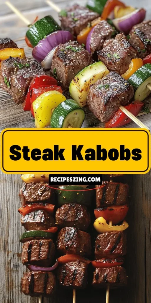 Dive into the ultimate grilling experience with these sizzling steak kabobs! Perfect for summer gatherings, these flavorful skewers combine tender marinated sirloin with vibrant vegetables, creating a delicious dish that's sure to impress. Easily customizable to suit everyone’s tastes, steak kabobs are the ideal choice for backyard barbecues. Get ready to elevate your outdoor cooking game! #SteakKabobs #Grilling #SummerEats #BBQ #Foodie #DeliciousRecipes #OutdoorCooking #KabobLovers