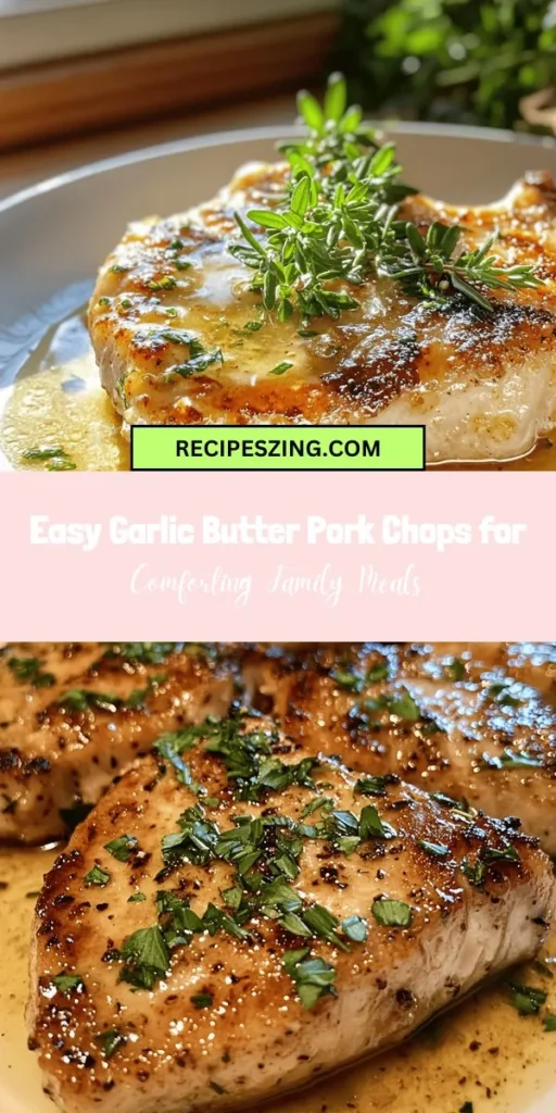 Experience the comforting flavors of Homestyle Garlic Butter Pork Chops, a perfect dish for family dinners or special occasions. Juicy boneless pork chops are seared to perfection and coated in a rich garlic butter sauce, enhanced with fresh herbs. This simple yet delicious recipe requires minimal ingredients and is easy to follow, making it ideal for cooks of all skill levels. Dive into the warmth of home-cooked meals tonight! #GarlicButterPorkChops #ComfortFood #PorkRecipes #HomeCooking #EasyDinner