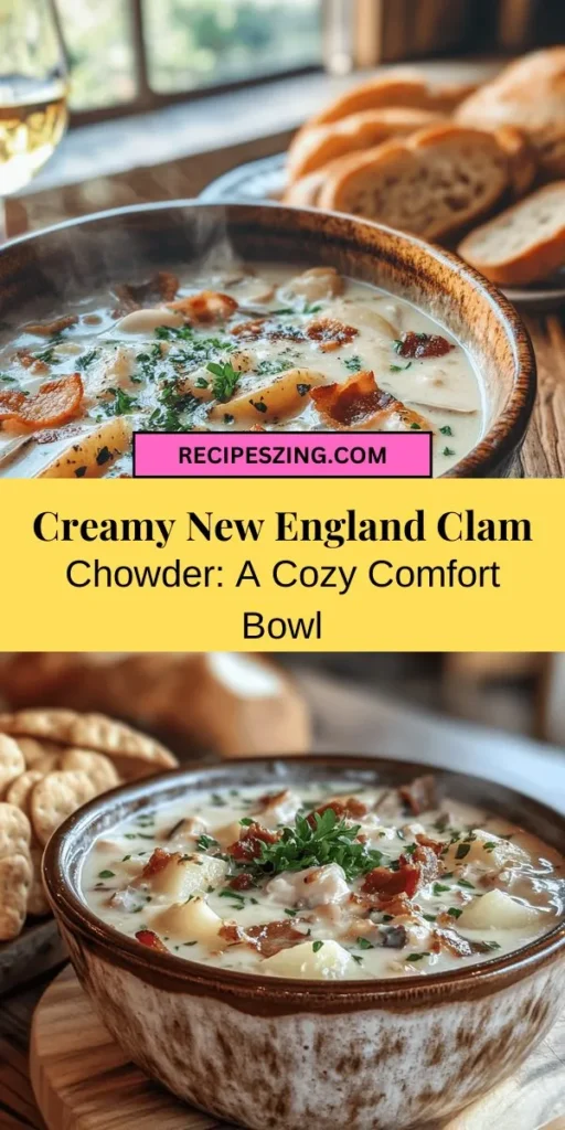 Discover the comforting flavors of Velvety New England Clam Chowder, a classic dish that embodies New England's culinary heritage. Learn about its fascinating history, essential ingredients like fresh clams, bacon, and creamy potatoes, and follow our easy step-by-step guide to create your own pot of chowder. Perfect for any occasion, this hearty soup will warm your soul. Dive into tradition and taste! #ClamChowder #NewEngland #ComfortFood #SoupRecipe #CookingAtHome #Foodie