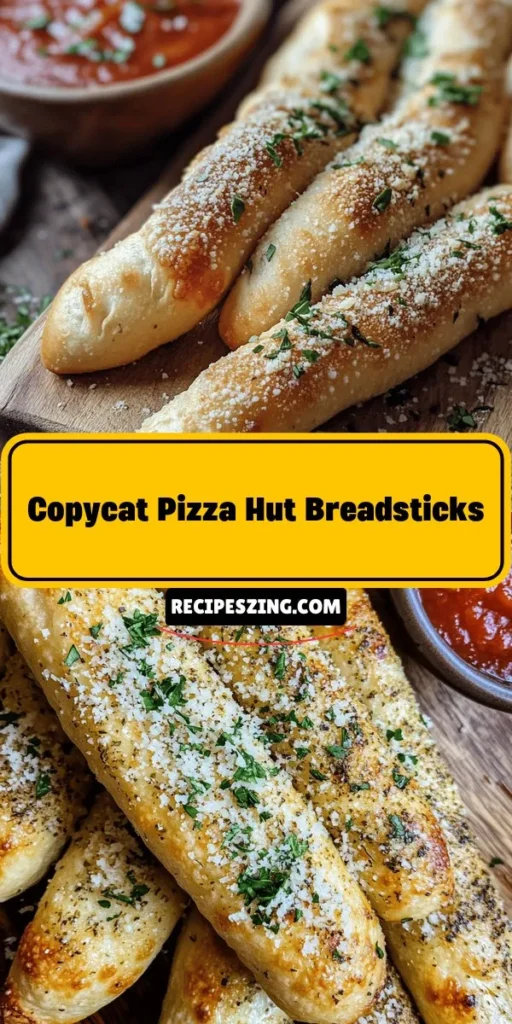 Craving the delicious, warm breadsticks from Pizza Hut? Try this simple Copycat Pizza Hut Breadsticks recipe! With a perfect blend of soft, chewy texture and irresistible flavor, these homemade treats will be the star of your dinner table. Gather your ingredients, activate your yeast, and follow our step-by-step guide to recreate these iconic breadsticks at home. Perfect for sharing with family and friends! #Breadsticks #Homemade #CopycatRecipe #PizzaHut #ComfortFood #BakingFun