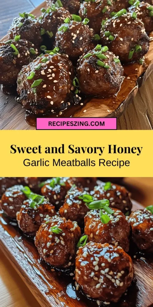 Discover the ultimate comfort food with sticky honey garlic glazed meatballs that are the perfect balance of sweet and savory! This versatile dish is great for gatherings or easy weeknight dinners. Dive into our guide to learn about the essential ingredients, preparation steps, and tips for achieving that irresistible glaze. Impress your guests (and family!) with these delicious meatballs that everyone will love! #Meatballs #HoneyGarlic #DinnerIdeas #SweetAndSavory #ComfortFood #EasyRecipes #Foodie