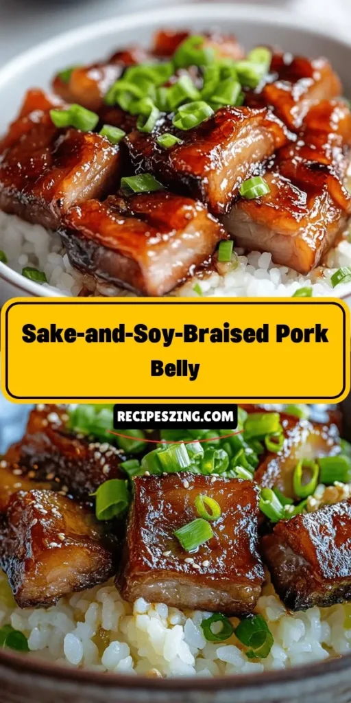 Discover the comforting flavors of Sake-and-Soy-Braised Pork Belly, a beloved Japanese dish also known as Buta no Kakuni. This rich, melt-in-your-mouth pork belly is slow-cooked in a savory blend of sake, soy sauce, and mirin, offering a delightful umami experience. Perfect for family gatherings or a cozy night in, this dish brings people together to savor nostalgia, warmth, and tradition in every bite! #JapaneseFood #ComfortFood #PorkBelly #HomeCooking #Foodie