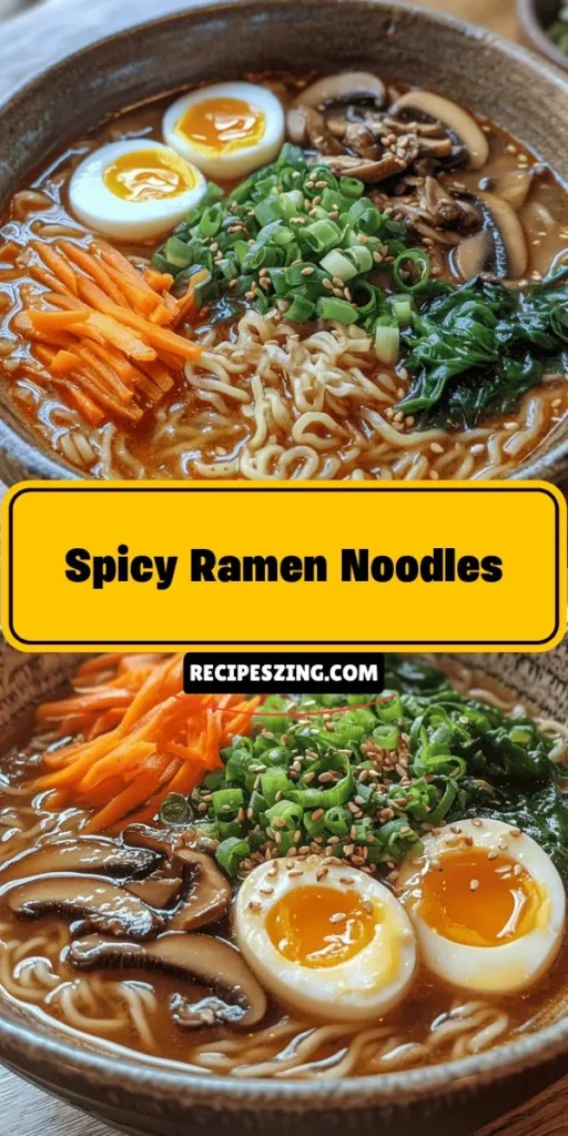 Transform your weeknight dinners with our Spicy Ramen Delight! This recipe offers a fiery twist on traditional ramen, featuring a rich and flavorful broth, fresh vegetables, and the perfect amount of heat. With minimal prep time and simple ingredients, you can create a comforting and satisfying meal that's sure to impress. Don't forget to personalize it with your favorite proteins or seasonal veggies for an extra delicious touch! #Ramen #SpicyFood #ComfortFood #HomemadeRamen #Foodie #CookingInspiration #NoodleLovers #JapaneseCuisine