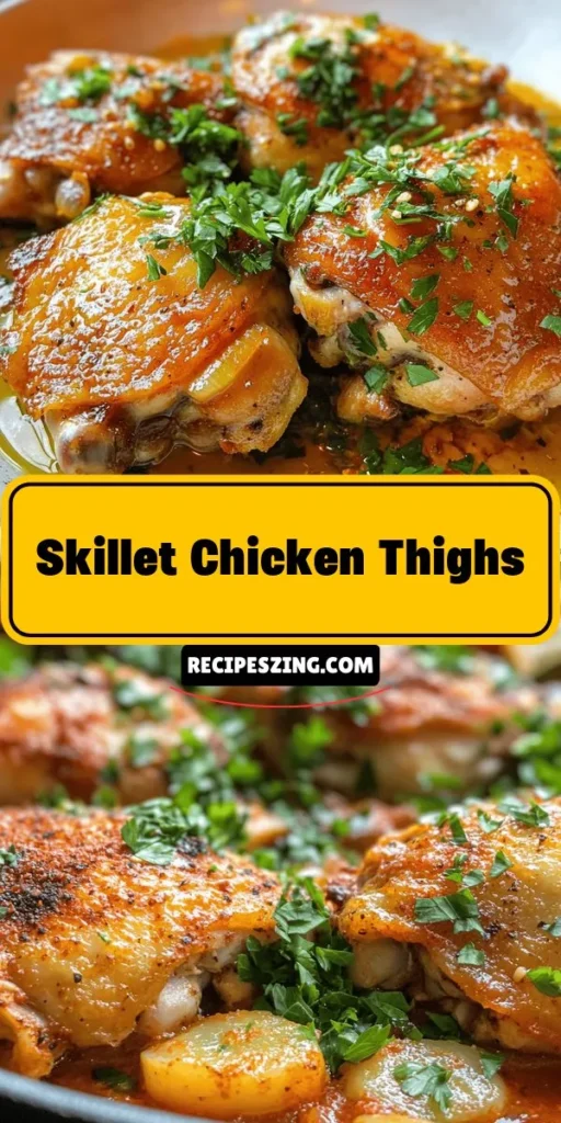 Looking for an effortless meal that impresses? Try these sizzling skillet chicken thighs! Juicy, flavorful, and versatile, this dish combines tender chicken thighs with garlic, spices, and a splash of lemon for a delightful taste experience. Perfect for any occasion, it’s easy to prepare and guarantees satisfaction at your dinner table. Pair it with salads, grains, or veggies for a complete meal. Get cooking and enjoy! #ChickenThighs #SkilletMeals #EasyDinner #ComfortFood #CookingAtHome