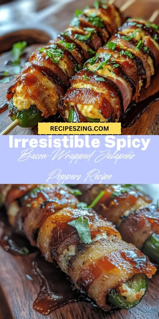 Explore the delicious world of Spicy Bacon-Wrapped Jalapeño Poppers! This irresistible appetizer combines the heat of jalapeños with a creamy cheese filling, all wrapped in crispy bacon. Perfect for game days, parties, or family gatherings, these poppers are as stunning as they are tasty. Learn how to make them, discover variations, and impress your guests with this flavorful journey. #JalapenoPoppers #Appetizers #BaconLovers #SpicyFood #RecipeIdeas #PartyFood #ComfortFood