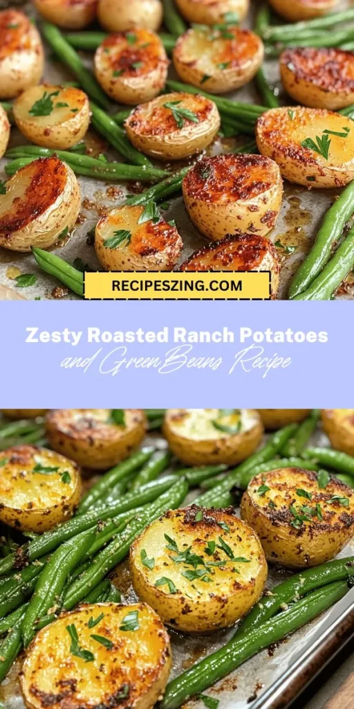 Discover a delicious and easy side dish with Zesty Roasted Ranch Potatoes & Green Beans! This recipe combines creamy baby potatoes and crisp green beans, all seasoned with zesty ranch flavors. Perfect for any meal, it promises to impress with its vibrant colors and wholesome ingredients. Great for weeknight dinners or special occasions! Try it and elevate your dining experience. #RoastedVeggies #EasyRecipes #HealthyEating #DinnerIdeas #SideDish #Yum