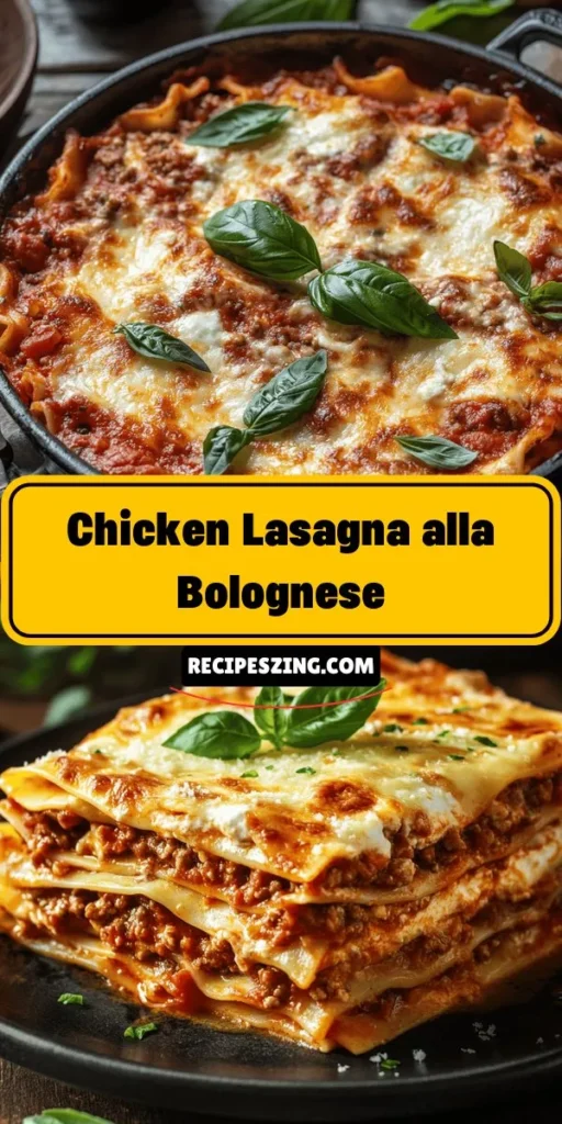 Warm up your dinner table with a delicious twist on a classic favorite! Chicken Lasagna alla Bolognese combines ground chicken, rich cheeses, and aromatic vegetables for a comforting meal everyone will love. Perfect for family gatherings or cozy nights in, this healthier lasagna offers all the satisfaction without the heaviness. Get ready to create lasting memories around the dinner table! #ChickenLasagna #ComfortFood #HealthyEating #PastaLovers #FamilyDinner #YummyRecipes