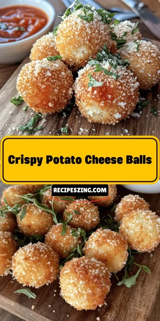 Discover the ultimate comfort food with these Crispy Potato Cheese Balls! Perfectly golden-brown on the outside and gooey on the inside, these delicious bites are great for parties, snacks, or game day. Using simple ingredients like mashed potatoes, mozzarella, and Parmesan, you can easily customize them to fit various dietary preferences. Serve with your favorite dipping sauce for a delightful treat! #PotatoCheeseBalls #ComfortFood #SnackIdeas #HomemadeDelights #AppetizerRecipes