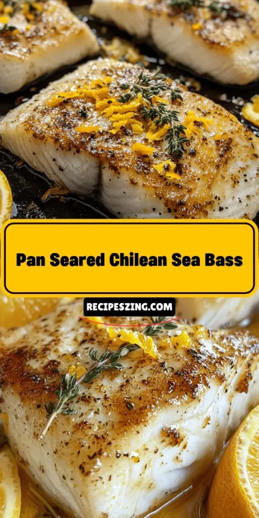 Discover the culinary magic of Sizzling Pan Seared Chilean Sea Bass with Citrus Zest! This recipe showcases the rich, buttery flavor and flaky texture of Chilean sea bass, elevated by zesty citrus notes. Perfect for any occasion, this dish is easy to prepare and visually stunning. Enjoy a nutritious meal packed with omega-3s and lean protein. Make your dining experience special with this elegant seafood dish! #ChileanSeaBass #SeafoodRecipe #HealthyEating #CookingAtHome #CitrusZest