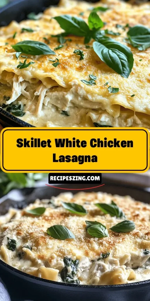 Discover the joy of one-pan cooking with this Skillet White Chicken Lasagna recipe! Perfect for busy nights, this creamy dish layers tender chicken, pasta, and a blend of cheeses for a comforting meal that's easy to prepare and cleanup. Make it your own by customizing ingredients or going vegetarian! Get ready for a hearty and delicious dinner that will impress everyone. #SkilletRecipes #ChickenLasagna #EasyDinner #OnePanMeals #ComfortFood #HomeCooking