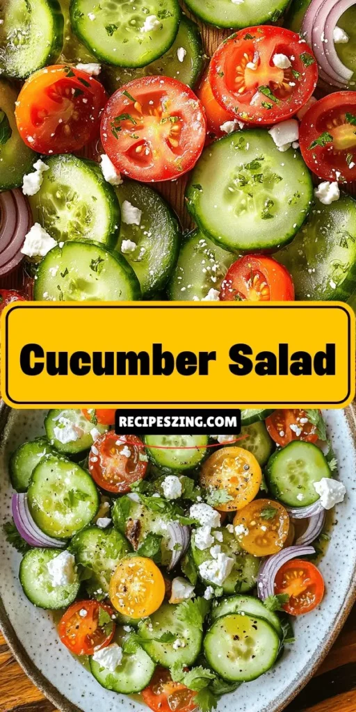 Prepare for summer with this Crisp Citrus Cucumber Salad, a vibrant blend of fresh cucumbers, zesty citrus, sweet cherry tomatoes, and aromatic herbs. Perfect for picnics or light lunches, this salad is not only refreshing but also packed with nutrients and hydration. Whip it up in no time for a delicious addition to any meal! Discover the easy recipe and enjoy a burst of flavor today! #CucumberSalad #HealthyEating #SummerRecipes #FreshSalads #HealthyLiving