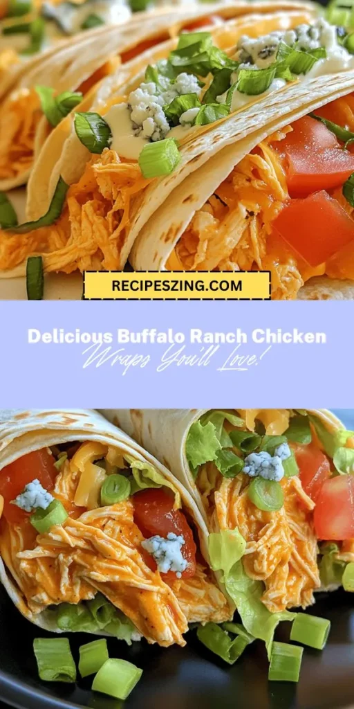 Discover the deliciousness of Buffalo Ranch Chicken Wraps with this easy recipe that combines spicy buffalo sauce, creamy ranch dressing, tender chicken, and fresh veggies. Perfect for a quick lunch or a hearty dinner, these wraps are not only mouthwatering but also nutritious. Customize them with your choice of ingredients or experiment with different flavors for a unique twist. Elevate your dining experience today! #BuffaloRanchWraps #HealthyEating #WrapsRecipe #EasyMeals #Foodie