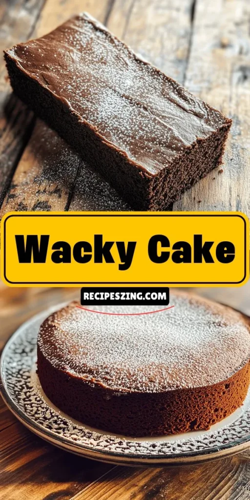 Indulge in the whimsical world of Wacky Cake Delight, a moist, eggless, and dairy-free chocolate cake that traces its roots back to the Great Depression. This easy-to-make recipe uses simple pantry staples and is perfect for those with dietary needs. Bake your way to deliciousness and enjoy its rich chocolate flavor topped with a dusting of powdered sugar or your favorite frosting. Perfect for any occasion! #WackyCake #ChocolateCake #BakingJoy #EgglessDessert #VeganBaking #SweetTreats #HomeBaking