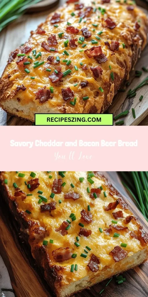 Discover the ultimate Cheddar and Bacon Beer Bread recipe—a savory delight that’s quick to make and bursting with flavor. Perfect for any occasion, this delicious bread combines sharp cheddar and crispy bacon, creating a warm loaf that pairs wonderfully with soups, barbecues, or butter. Ideal for bakers of all levels, this recipe brings joy to cooking while keeping things simple. Don’t miss out on this easy, mouthwatering treat! #BeerBread #CheddarBacon #BakingAtHome #ComfortFood #EasyRecipes