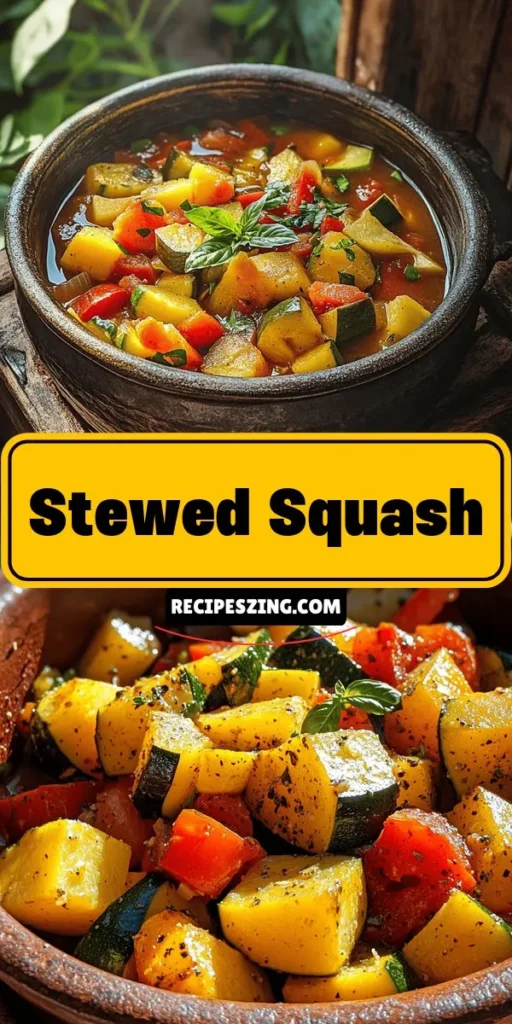 Embrace the flavors of fall with Delightful Harvest Stewed Squash! This hearty recipe features vibrant zucchini, yellow squash, and a colorful blend of veggies like bell peppers, onions, and tomatoes. Packed with nutrients, it’s a comforting dish perfect for chilly evenings. Easy to make and full of delicious autumn vibes, this stew promises warmth and satisfaction. Try it as a main dish or a side! #FallRecipes #HealthyEating #Vegan #SquashStew #ComfortFood