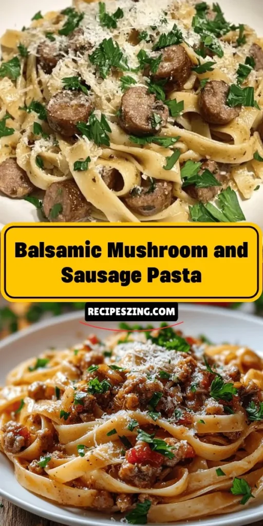 Discover the comforting flavors of Balsamic Mushroom and Sausage Pasta! This hearty dish combines savory Italian sausage with earthy mushrooms, all enhanced by the tangy notes of balsamic vinegar. Perfect for family dinners or weeknight meals, it’s not just delicious but also packed with protein and nutrients. Follow our step-by-step guide to create this culinary delight that will surely impress your loved ones. #PastaRecipes #ItalianCuisine #HomeCooking #ComfortFood #Foodie