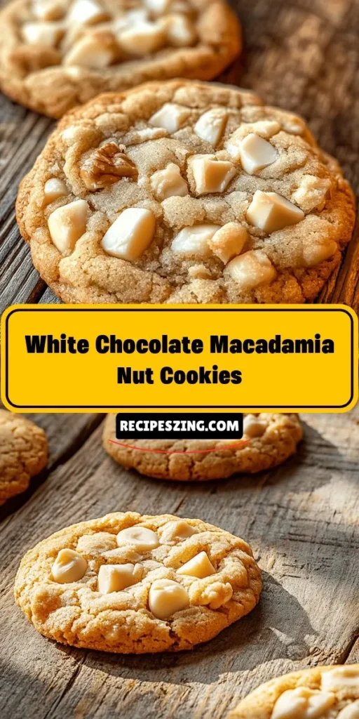 Indulge in the delightful world of homemade Decadent White Chocolate Macadamia Nut Cookies! This comforting treat combines rich, creamy white chocolate with buttery macadamia nuts for a perfect balance of sweetness and crunch. Perfect for any occasion, these cookies are easy to make and sure to impress. Follow our detailed recipe and baking tips to create these irresistible delights that will warm your heart and home. #Cookies #Baking #Desserts #SweetTreats #WhiteChocolate #MacadamiaNuts #HomemadeGoodies #CookieRecipe