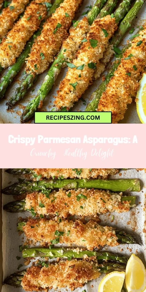 Add a burst of flavor to your meals with Crispy Parmesan Crusted Asparagus! This easy, healthy side dish features fresh asparagus baked to perfection with a crunchy, cheesy coating that will impress everyone at the table. Perfect for busy weeknights or special gatherings, this recipe is packed with nutrients and flavor. Elevate your dining experience with this versatile dish! #HealthyRecipes #Vegetarian #Asparagus #CrispyVeggies #Parmesan