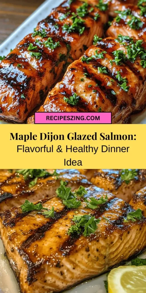 Discover the irresistible flavors of Maple Dijon Glazed Salmon, a delicious blend of sweet maple syrup and tangy Dijon mustard that transforms ordinary salmon into a culinary masterpiece. Packed with nutrients and health benefits, this easy-to-make dish is perfect for busy weeknights or special occasions. Pair it with veggies or grains for a wholesome meal. Elevate your dinner with this delightful recipe! #MapleDijonSalmon #HealthyEating #QuickRecipes #SeafoodLovers #DinnerIdeas #HomeCooking